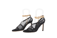 BOTTEGA VENETA SANDAL MESH AND LEATHER BLACK - 34 BR