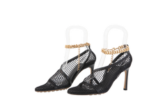 BOTTEGA VENETA SANDAL MESH AND LEATHER BLACK - 34 BR