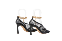 BOTTEGA VENETA SANDAL MESH AND LEATHER BLACK - 34 BR