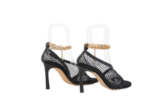 BOTTEGA VENETA SANDAL MESH AND LEATHER BLACK - 34 BR