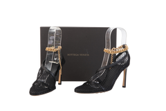 BOTTEGA VENETA SANDAL MESH AND LEATHER BLACK - 34 BR