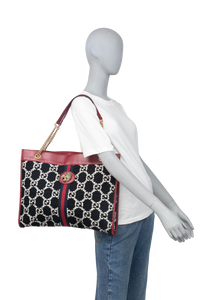 GUCCI RAJAH TOTE RED TWEED B&W