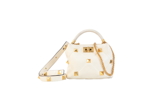 VALENTINO ROMAN STUD TOP HANDLE OFF WHITE