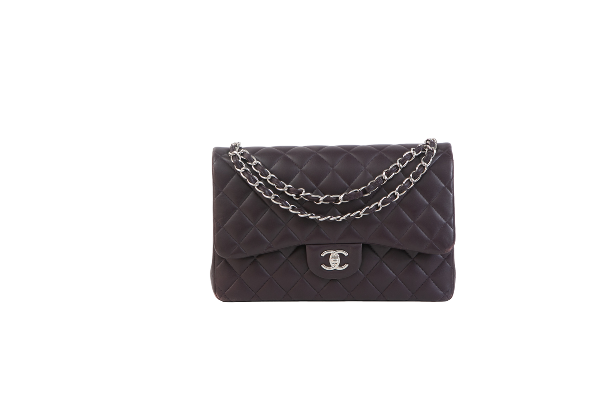 CHANEL CLASSIC JUMBO LAMBSKIN DARK PURPLE