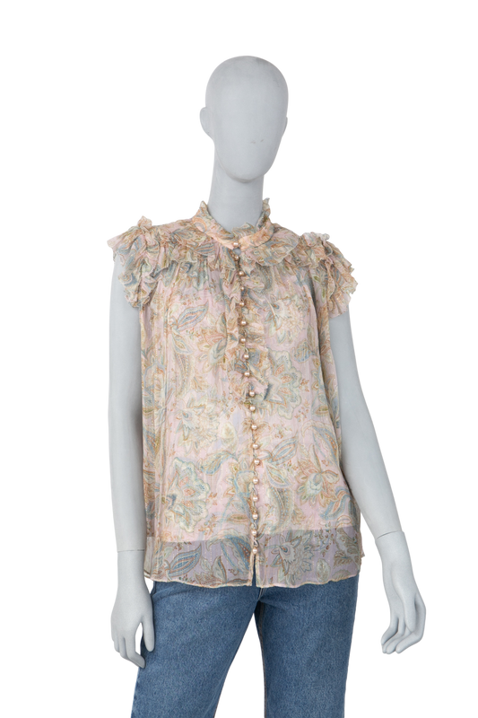 ZIMMERMANN BLOUSE BEIGE FLORAL MULTICOLOR