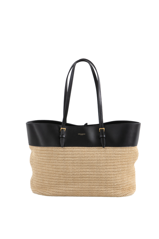 YSL BOUCLE RAFFIA SHOPPER TOTE