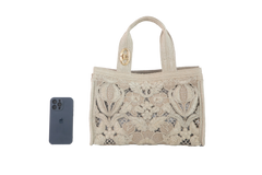 VALENTINO TOTE MEDIUM RESORT FLOWER RAFFIA