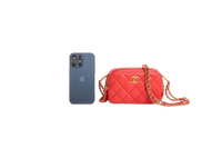 CHANEL MINI CAMERA CASE LAMBSKIN CORAL