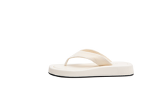 THE ROW GINZA LEATHER AND VELVET PLATAFORM FLIP FLOP OFF WHITE-36 BR