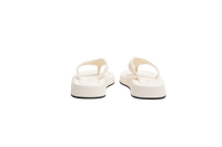 THE ROW GINZA LEATHER AND VELVET PLATAFORM FLIP FLOP OFF WHITE-36 BR