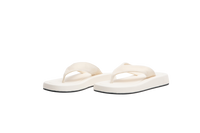 THE ROW GINZA LEATHER AND VELVET PLATAFORM FLIP FLOP OFF WHITE-36 BR