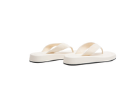THE ROW GINZA LEATHER AND VELVET PLATAFORM FLIP FLOP OFF WHITE-36 BR