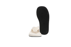 THE ROW GINZA LEATHER AND VELVET PLATAFORM FLIP FLOP OFF WHITE-36 BR