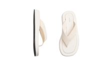 THE ROW GINZA LEATHER AND VELVET PLATAFORM FLIP FLOP OFF WHITE-36 BR