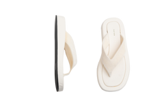 THE ROW GINZA LEATHER AND VELVET PLATAFORM FLIP FLOP OFF WHITE-36 BR