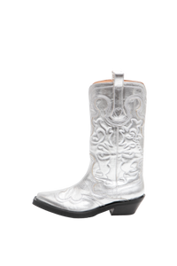 GANNI MID SHAFT WESTERN BOOTS SILVER - 36 BR