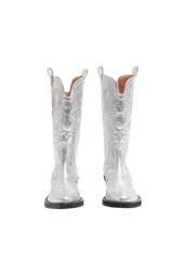 GANNI MID SHAFT WESTERN BOOTS SILVER - 36 BR