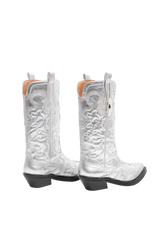 GANNI MID SHAFT WESTERN BOOTS SILVER - 36 BR