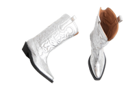 GANNI MID SHAFT WESTERN BOOTS SILVER - 36 BR