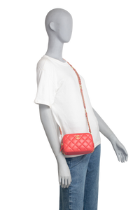 CHANEL MINI CAMERA CASE LAMBSKIN CORAL
