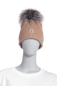 MONCLER BEANIE POM-PON DETAILES BEIGE