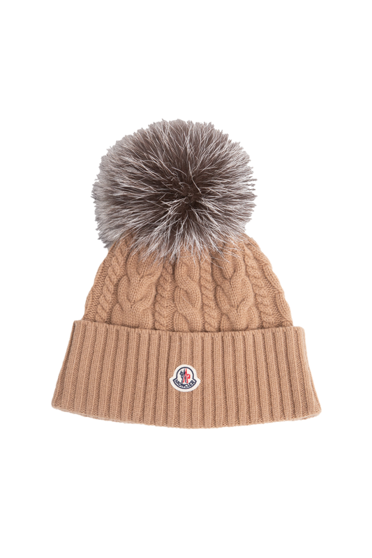 MONCLER BEANIE POM-PON DETAILES BEIGE