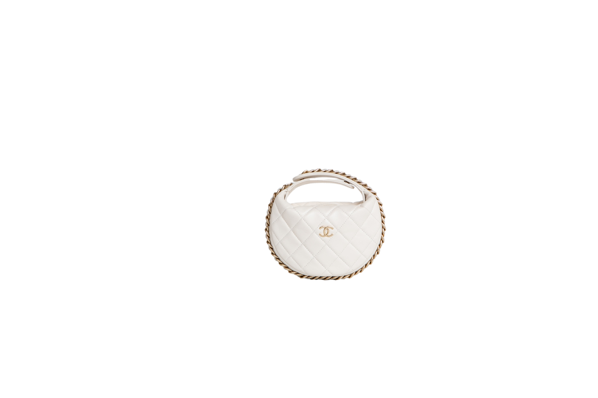 CHANEL CHAIN AROUND QUILTED POUCH WHITE