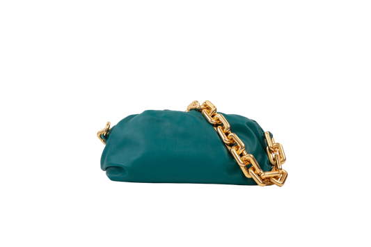 BOTTEGA VENETA THE CHAIN POUCH MEDIUM TURQUOISE