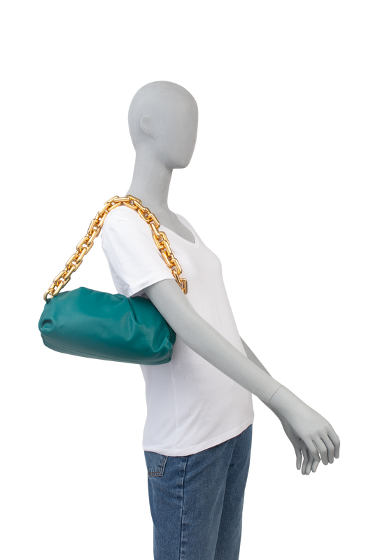 BOTTEGA VENETA THE CHAIN POUCH MEDIUM TURQUOISE