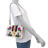 GUCCI SYLVIE OFFWHITE EMBROIDERED FLOWER