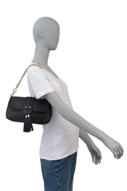 GUCCI MARRAKECH LEATHER BLACK CHAIN CLUTCH