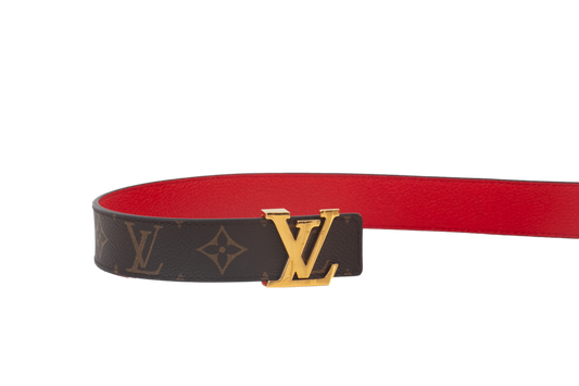 LOUIS VUITTON CINTO CANVAS REVERSIBLE MONOGRAM & RED