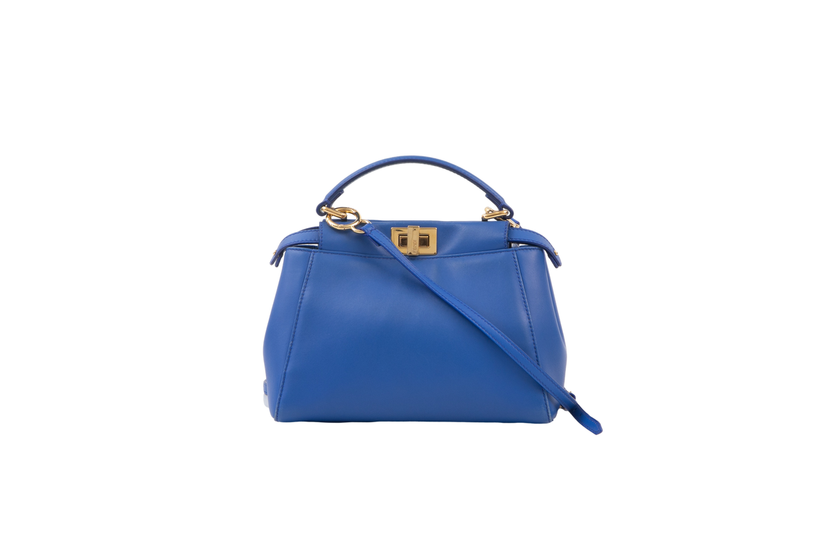 FENDI PEEKABOO MINI ROYAL BLUE HARDWARE GOLD