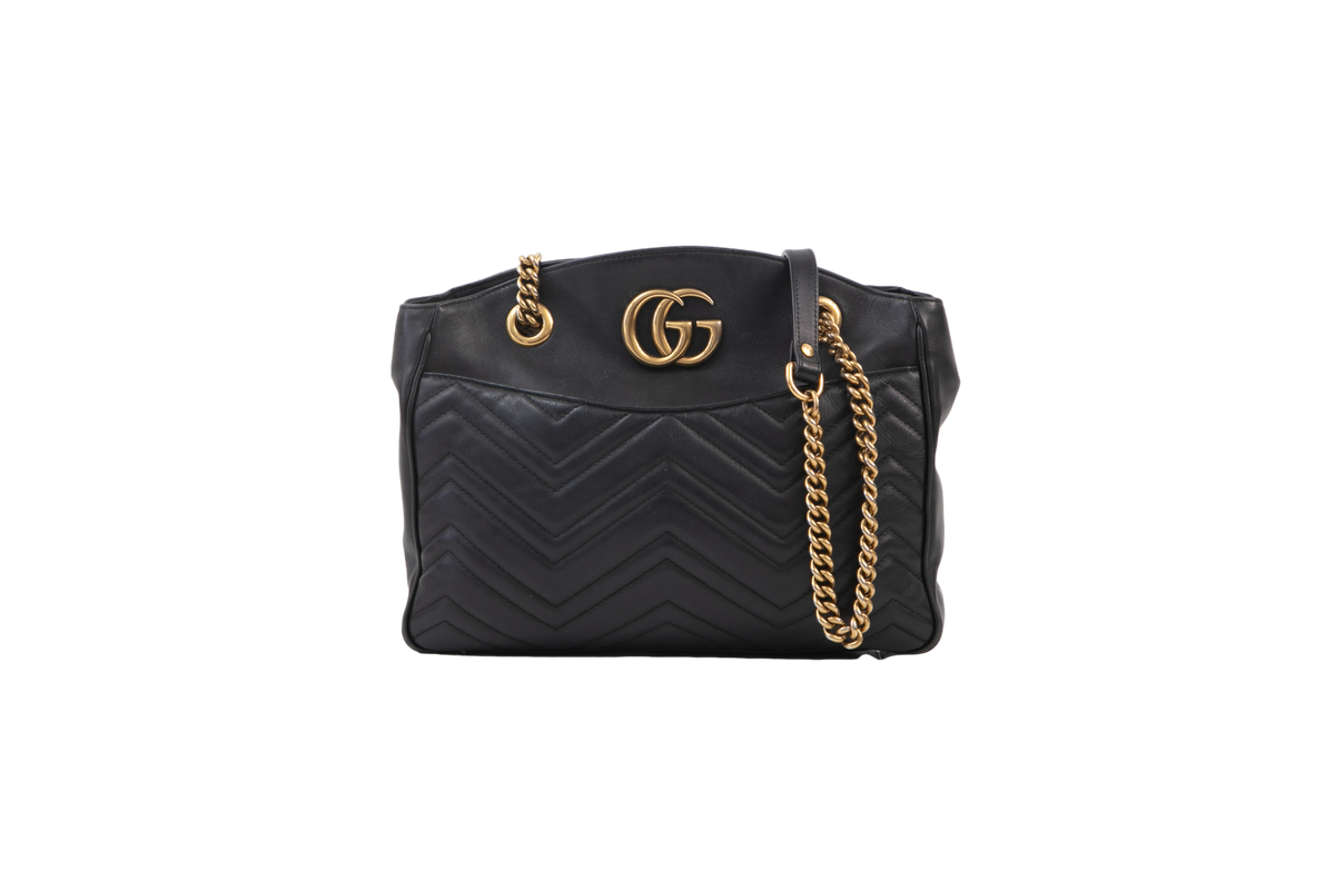 GUCCI GG MARMONT CHAIN MATELASSE BLACK