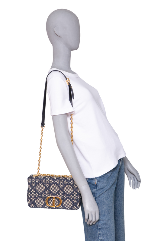 DIOR CARO MEDIUM TWEED NAVY/BEIGE