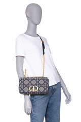 DIOR CARO MEDIUM TWEED NAVY/BEIGE