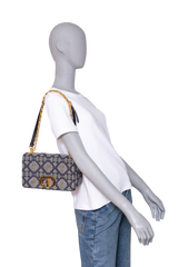 DIOR CARO MEDIUM TWEED NAVY/BEIGE