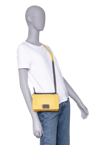 CHANEL BOY SMALL LAMBSKIN YELLOW-RUTHENIUM HDWR