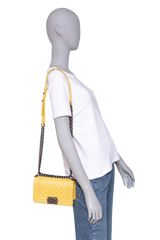 CHANEL BOY SMALL LAMBSKIN YELLOW-RUTHENIUM HDWR
