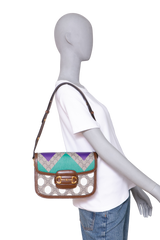 GUCCI HORSEBIT 1955 MEDIUM GG MONOGRAM WITH GEOMETRIC PRINT E POLKA DOT BROWN