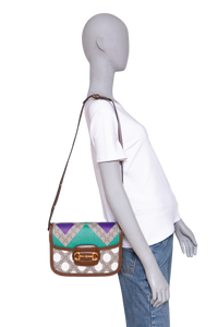 GUCCI HORSEBIT 1955 MEDIUM GG MONOGRAM WITH GEOMETRIC PRINT E POLKA DOT BROWN