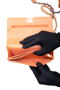 CHANEL WOC SMALL LAMBSKIN QUILTED ORANGE-TWO TONE HDWR