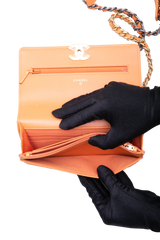 CHANEL WOC SMALL LAMBSKIN QUILTED ORANGE-TWO TONE HDWR