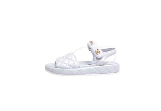 CHANEL DAD SANDAL MATELASSÊ SILVER - 36 BR