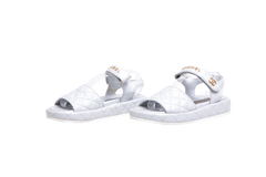 CHANEL DAD SANDAL MATELASSÊ SILVER - 36 BR