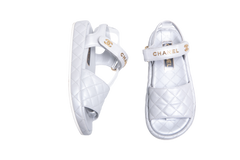 CHANEL DAD SANDAL MATELASSÊ SILVER - 36 BR