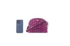 GUCCI OPIHIDIA SMALL GENUINE SNAKESKIN FUCHSIA