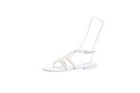 CHANEL THONG SANDALS GOATSKIN PEARL WHITE - 36 1/2 BR