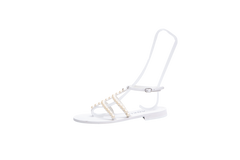 CHANEL THONG SANDALS GOATSKIN PEARL WHITE - 36 1/2 BR