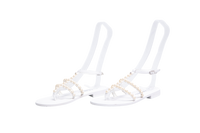 CHANEL THONG SANDALS GOATSKIN PEARL WHITE - 36 1/2 BR